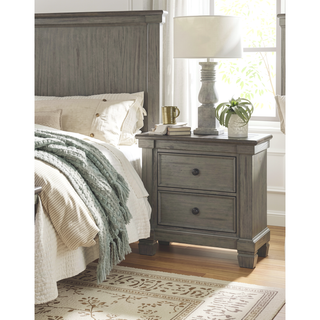 Sunvega Transitional Rustic Nightstand with 2 Dovetail Drawers Flat Knobs