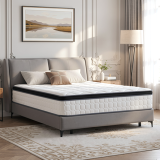 Sunvega 12 Inch Queen Size Gel Memory Foam Pocketed Coil Mattress for Spinal Support and Motion Isolation