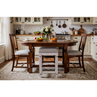 Sunvega Space Saving Console Table with 4 Stools and 2 Storage Drawers