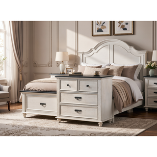 Sunvega Transitional Two-Tone Finish Nightstand with Two Storage Drawers