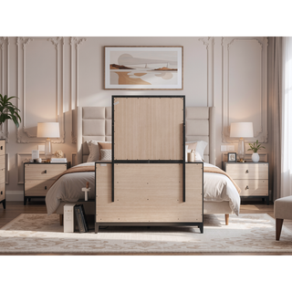 Sunvega White Laminate Nightstand with Wood Grain Detailing and Two Spacious Drawers
