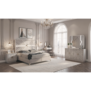 Sunvega Beige Eternity Traditional Style 5-Drawer Chest with Gold Accents