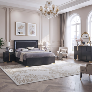 Sunvega Sleek Modern Six-Drawer Dresser with Gold Accents for Contemporary Bedroom