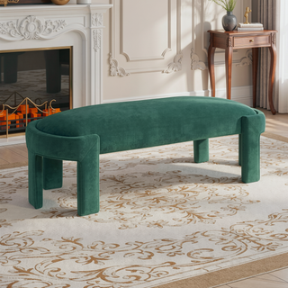 Sunvega Green Velvet Upholstered Bench with Foam Cushioned Seat and Durable Plywood Frame