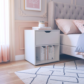 Sunvega 50x40x60 cm Nightstand End Table with Spacious Sliding Drawer