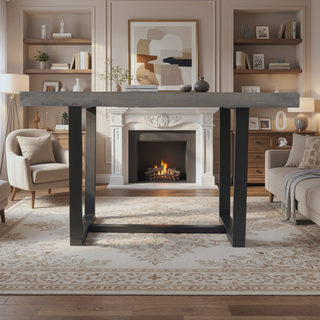 Sunvega Solid Pine Wood Distressed Dining Table with Painted Legs for Farmhouse Kitchen