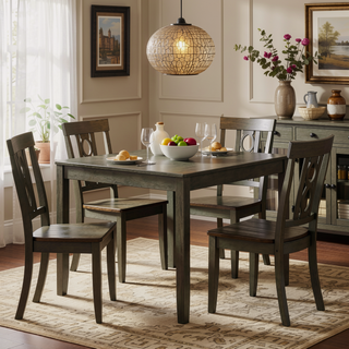 Sunvega Five-Piece Contemporary Dining Set with Square Table and Four Chairs