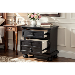 Sunvega Gray Modern Nightstand with Full Extension Drawers and Felt-Lined Top