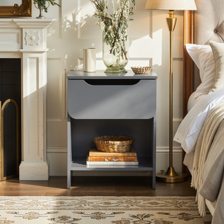 Sunvega Modern Minimalist Nightstand with Single Drawer and Open Cubby