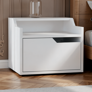 Sunvega Floating Nightstand with Single Drawer and Double-Tiered Shelf Surfaces for Bedroom