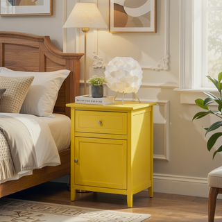 Sunvega Bright Yellow Fully Assembled Nightstand with Drawer for Small Spaces