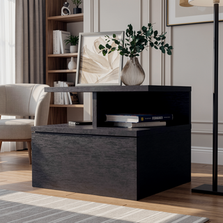Sunvega Wall Mounted Nightstand with 2-Tier Shelf and Ample Storage Space