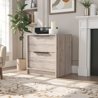 Sunvega Modern 18 Inch High Nightstand with Two Large Storage Drawers