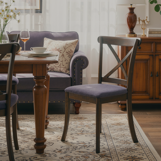 Sunvega Modern Polyester Upholstered Cross Back Dining Chairs Set of 2
