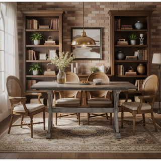 Sunvega Solid Rubberwood Counter Height Dining Table with Distressed Gray Finish