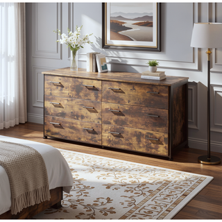Sunvega Industrial Style Dresser with Rustic Oak and Black Finish
