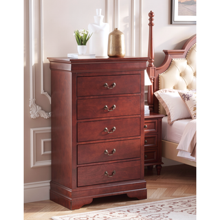 Sunvega Traditional Cherry Chest with Carved Bases and English Dovetailed Drawers