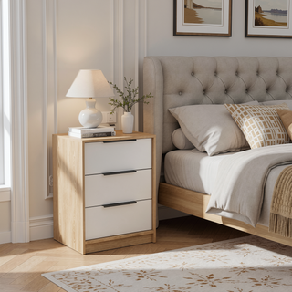 Sunvega Maryland White Pine Finish 5 Drawer Dresser with Metal Handles