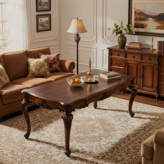 Sunvega Handcrafted Modern Industrial Walnut Veneer Dining Table for 6