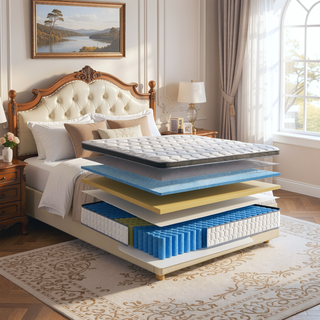 Sunvega 12 Inch Queen Size Gel Memory Foam Pocketed Coil Mattress for Spinal Support and Motion Isolation