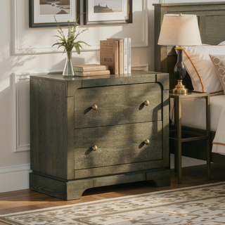 Sunvega Dark Cocoa Transitional Nightstand with Brass Knobs and Dovetail Drawers
