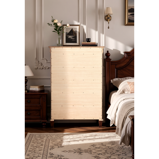 Sunvega Classic Traditional Nightstand in Rich Cappuccino Wood Veneer with Felt Lined Drawers