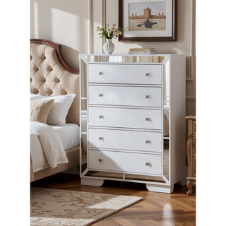 Sunvega Sleek Contemporary Storage Chest with Modern Silver Champagne Finish