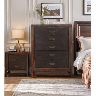 Sunvega Rustic Buckeye with Black Finish Five-Drawer Chest No Assembly Required
