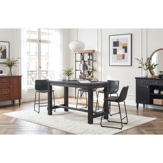 Sunvega Antique Wood Finished Counter Height Dining Set with Four PU Leather Chairs