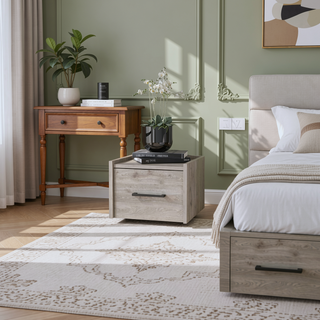 Sunvega Wall-Mounted Nightstand with Sleek Single Drawer and Spacious Top Shelf
