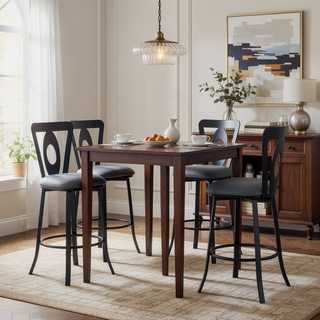 Sunvega Armless Lightweight Counter Height Barstool with Gray Faux Leather and Tall Back
