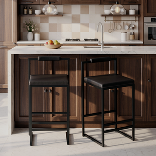 Sunvega Upholstered Velvet Bar Stools Set of 2 with Slim Metal Legs for Kitchen Counter