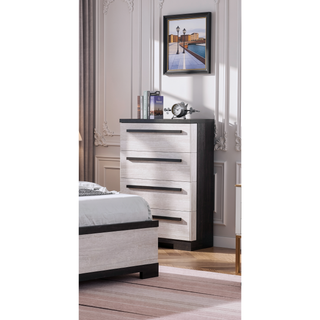 Sunvega Contemporary Black and Chalk White Finish 4-Drawer Chest Bedroom Furniture