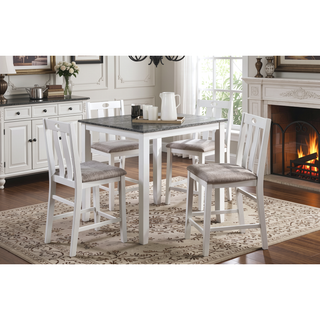 Sunvega Weathered Gray and White Oak Veneer Counter Height Dining Table Set