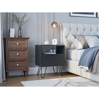 Sunvega Wengue Finish Nightstand with Single Drawer and Shelf for Storage
