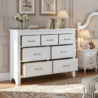 Sunvega White Finish Transitional Style Wooden Nightstand with 2 Dovetail Drawers