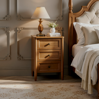 Sunvega 6-Drawer Dresser with Rattan Fronts and Solid Wood Frame in Walnut