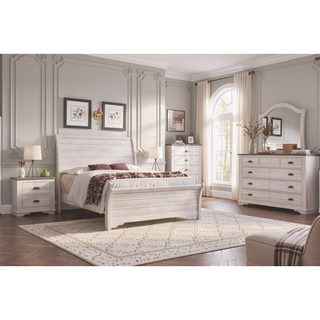 Sunvega Contemporary Gray Wooden Nightstand with Two Drawers and Metal Hardware