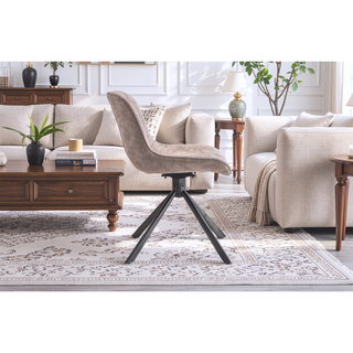 Sunvega Mid-Century Modern Tufted Diamond Pattern Upholstered Swivel Dining Chair