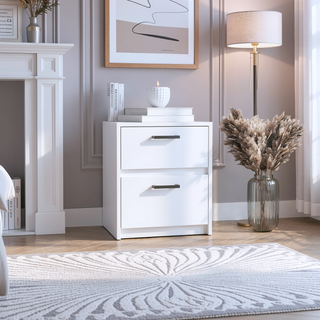Sunvega 2 Drawer Nightstand with Metal Handles for Bedroom or Living Room