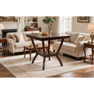 Sunvega Contemporary Espresso Finish Solid Wood Counter Height Dining Table with Shelve