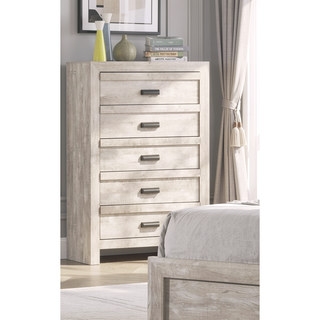 Sunvega Contemporary Wooden Chest with Five Storage Drawers and Metal Hand Pull