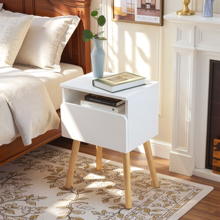 Sunvega Modern 2-Piece Bedside Table with Drawers and Shelves for Bedroom