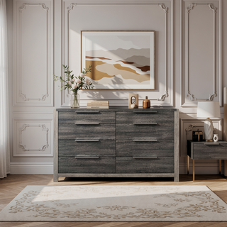 Sunvega 5 Drawer Chest in Jehoram Gray Finish with Wood Center Glide Drawers