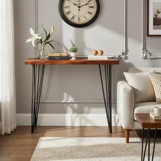 Sunvega Faux Live Edge Bar Height Table with Hairpin Legs for Dining