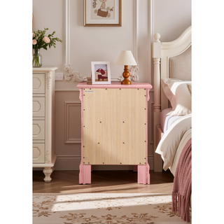 Sunvega Pink Nightstand with Three Spacious Drawers and Timeless Elegance
