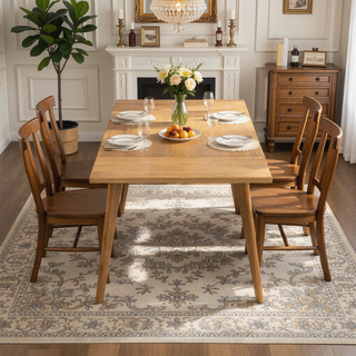Sunvega Solid Red Oak Wood Bench with Tapered Legs for Dining and Entryway