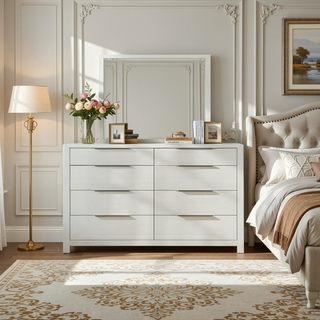 Sunvega Modern Transitional Beige Finish Nightstand with Three Wooden Drawers