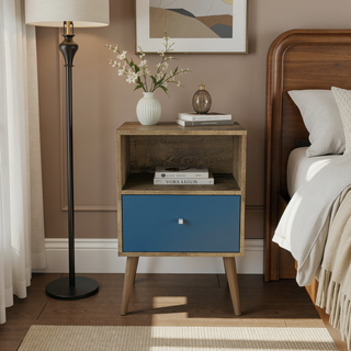 Sunvega Modern Nightstand with Drawer and Cubby for Bedroom or Living Room