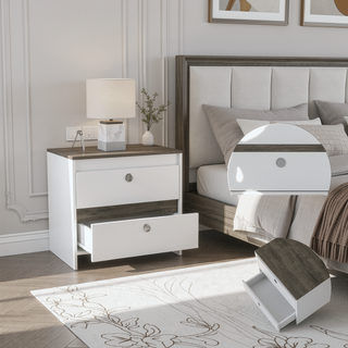 Sunvega Modern Nightstand with Drawer and Shelf for Bedroom or Living Room